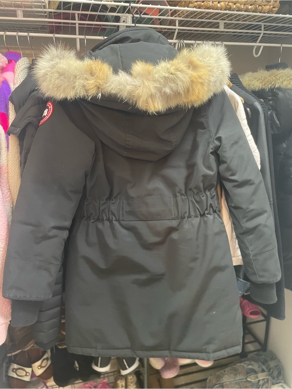 Canada Goose Black Trillium Parka with Fur-Trim Hood XXS FUSION FIT